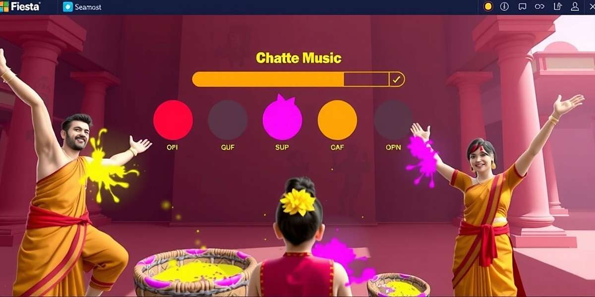 Fiesta Skill Showmen Holi Celebration Fiesta Skill Showmen Holi event screenshot showing players participating in color-throwing accuracy challenges with traditional Indian music