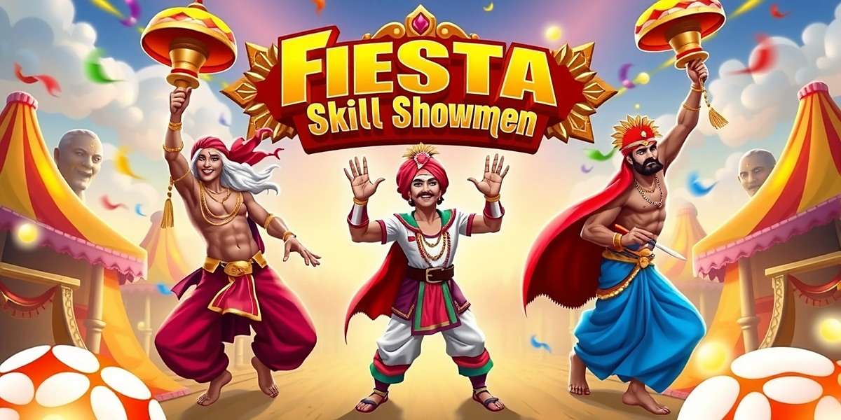 Fiesta Skill Showmen Game Cover Fiesta Skill Showmen game cover featuring various Indian performers showcasing their skills in a vibrant carnival setting